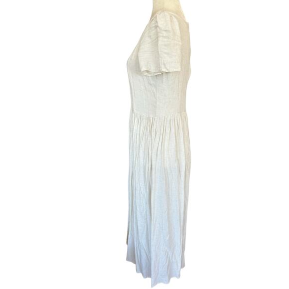 Christy Dawn Scarlet Dress Large Beige Midi Cottagecore Quiet Luxury Minimalist - Picture 9 of 14